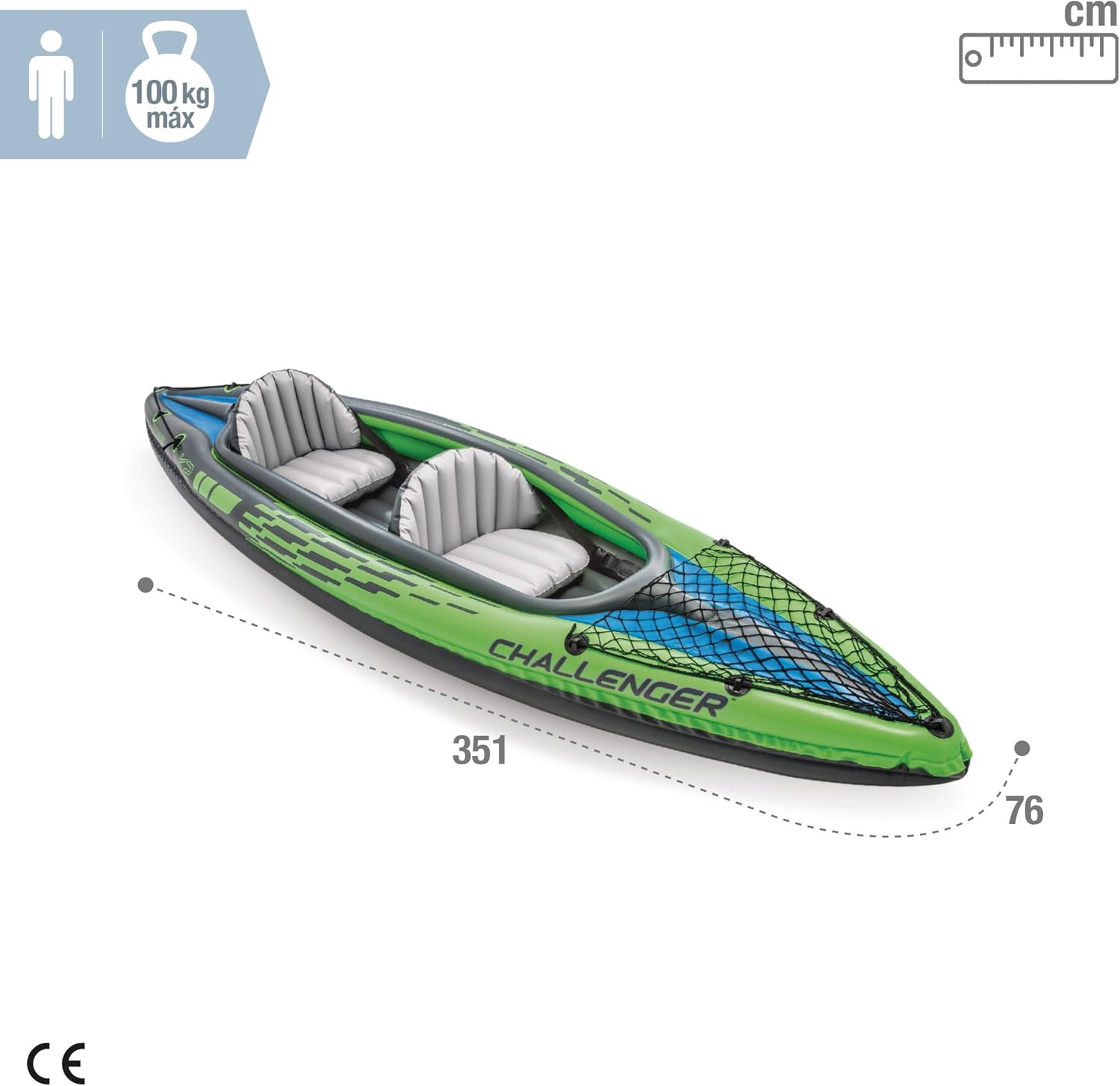 NTEX Challenger Inflatable Kayak Series: Includes Deluxe 86in Kayak Paddles and High-Output Pump – SuperStrong PVC – Adjustable Seat with Backrest – Removable Skeg – Cargo Storage Net