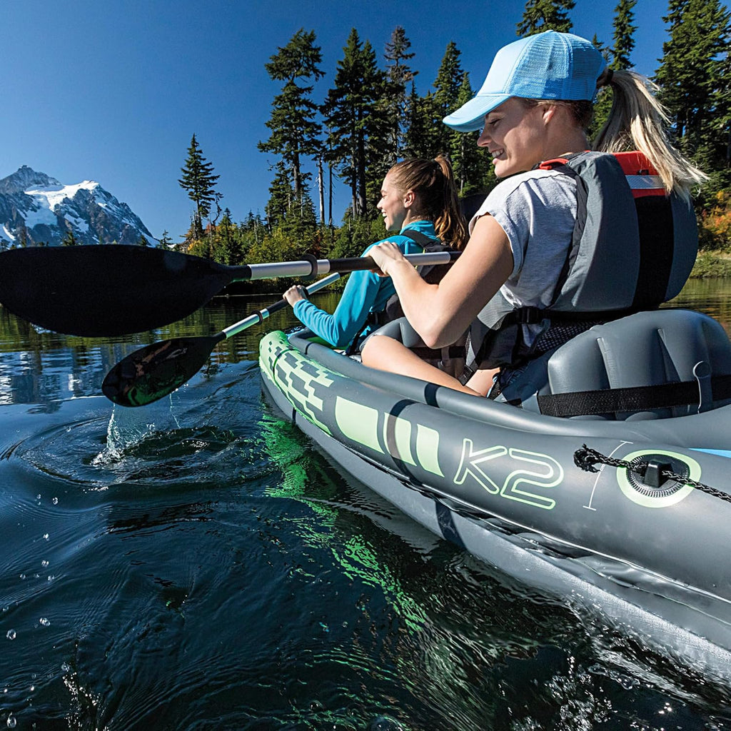 NTEX Challenger Inflatable Kayak Series: Includes Deluxe 86in Kayak Paddles and High-Output Pump – SuperStrong PVC – Adjustable Seat with Backrest – Removable Skeg – Cargo Storage Net