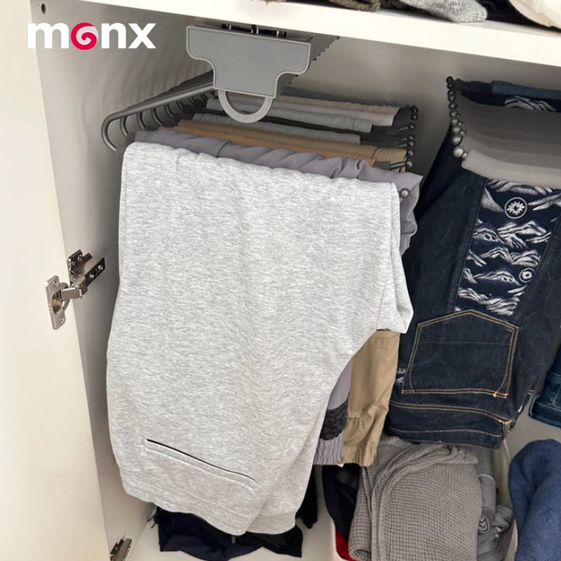 MONX Telescopic Wardrobe Pants Rack Wall Mount Detachable Aluminum