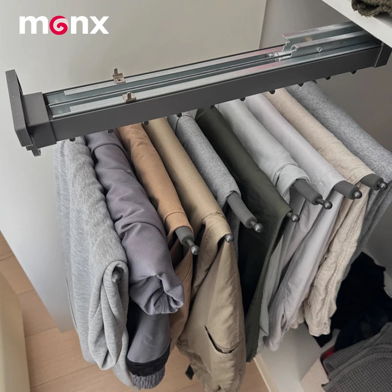 MONX Telescopic Wardrobe Pants Rack Wall Mount Detachable Aluminum