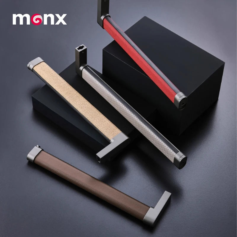 MONX Leather Cabinet Hanging Clothes Pole Flange Seat Crossbar