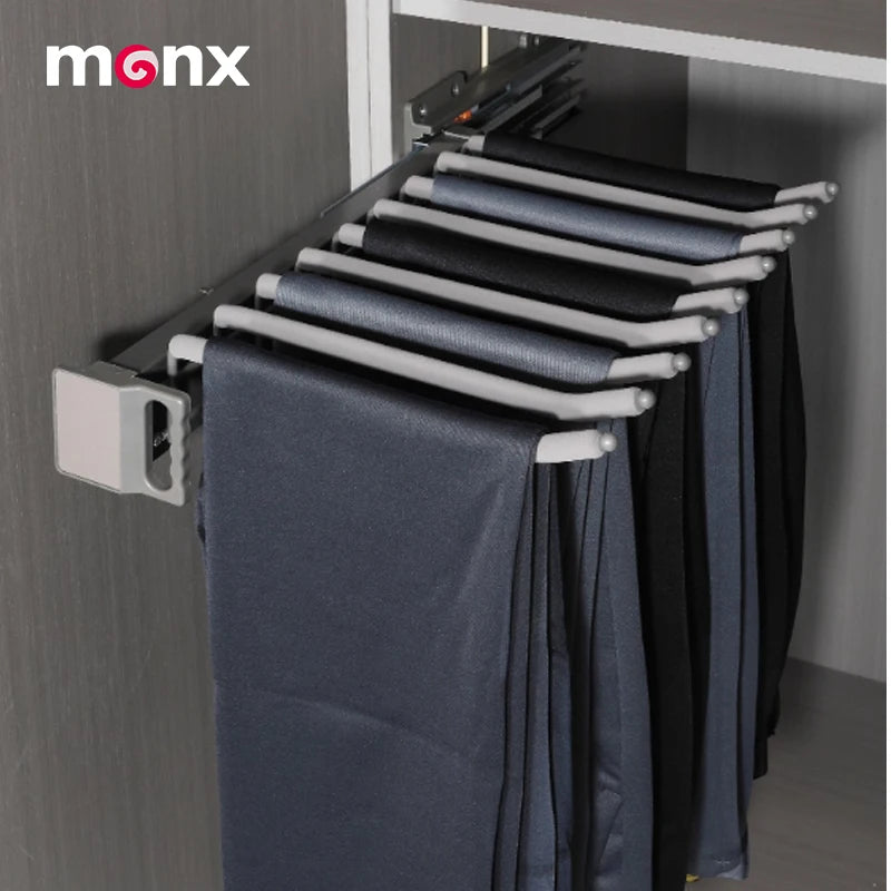 MONX Double Row Pull Out Trousers Rack 13.8in Aluminum Alloy