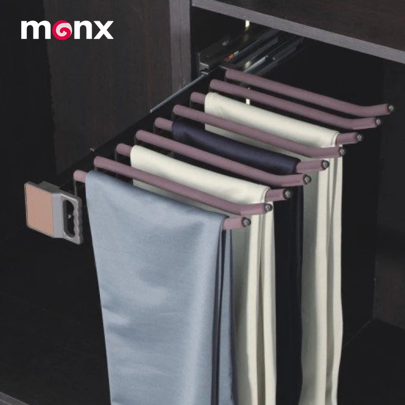 MONX Double Row Pull Out Trousers Rack 13.8in Aluminum Alloy