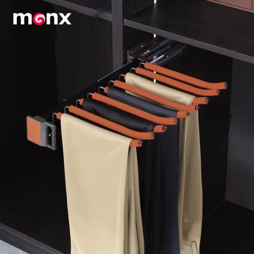 MONX Double Row Pull Out Trousers Rack 13.8in Aluminum Alloy