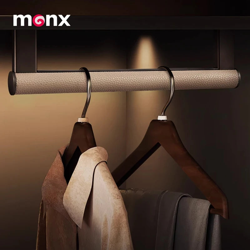 MONX Leather Cabinet Hanging Clothes Pole Flange Seat Crossbar