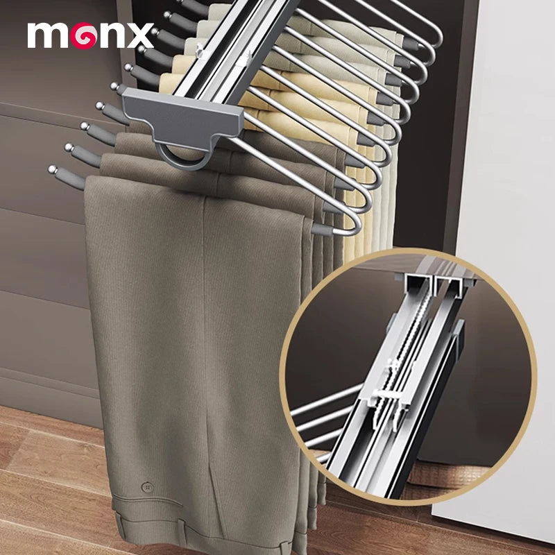 MONX Telescopic Wardrobe Pants Rack Wall Mount Detachable Aluminum