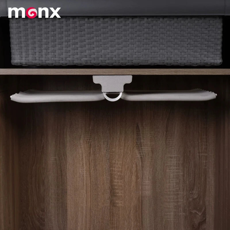 MONX Top Mounted Double Row Pull Out Pants Rack Gray Aluminum Alloy