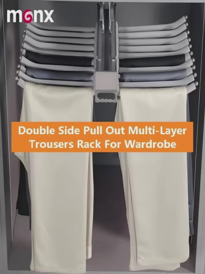 MONX Telescopic Wardrobe Pants Rack Wall Mount Detachable Aluminum